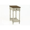 thumbnail image 3 of 2 Tier Accent Table for Bedroom - Narrow, Brown & Antique White Veneer, 25in High, 3 of 5