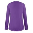thumbnail image 6 of Womens Tops Women's Solid Round Neck Loose Long Sleeve Medium Length Leaky Thumb T-shirt Top Shirts for Women Kagetolytai Purple L, 6 of 7