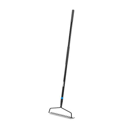 HART 16-Tine Steel Garden Bow Rake, Fiberglass Shaft with Secondary Grip Handle