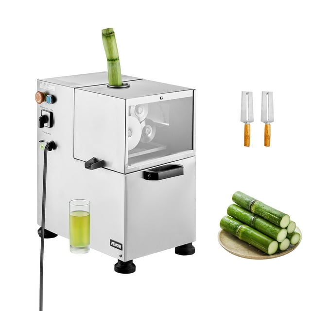 VEVOR Extracteur de Jus de Canne à Sucre Électrique Commercial 800 W 661 Lb/h 4 Rouleaux Entrée de 2,4 Po