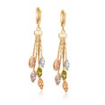 thumbnail image 1 of Delicados pendientes colgantes de circonita con incrustaciones de colores chapados en oro para mujer, 1 of 5