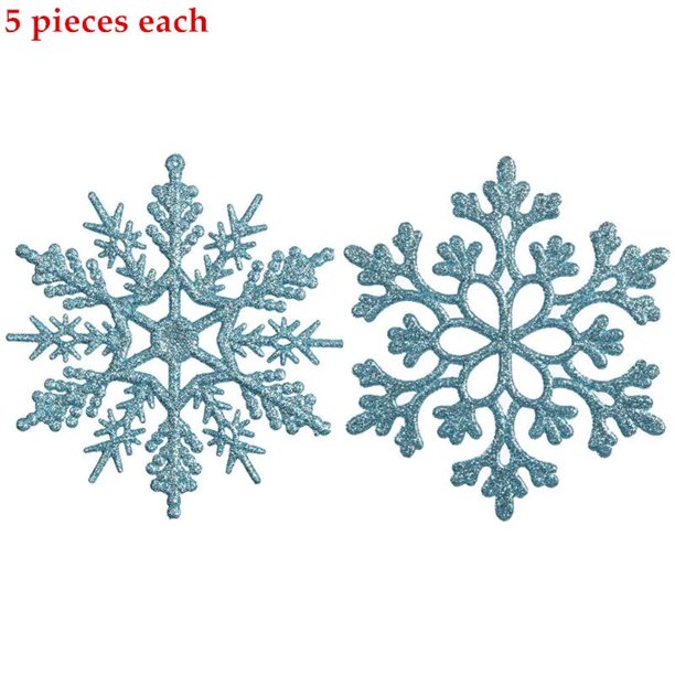 Adornos de plástico con purpurina para Navidad, decoración de copos de nieve para árbol de Navidad, 10 piezas, 10cm