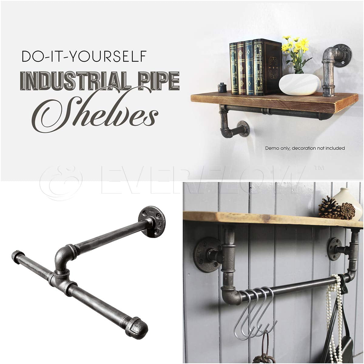 Black Steel Nipple Pipe, Threaded Pre Cut Pipe Connectors, 1/4 in x 10 in (Pack Of 4)