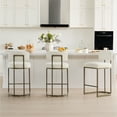 thumbnail image 2 of CHITA 26 inch Counter Height Bar Stool Set with Brass Frame Set of 2, Fabric in Linen, 2 of 9