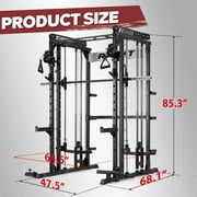 RitFit M1 Smith Machine with Cable Crossover System, Multi-function Squat Rack Power Cage for Home Gym, Power Rack and Packages