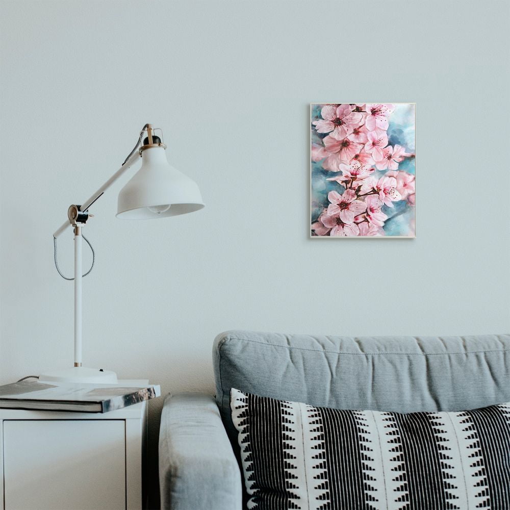 Stupell Industries Branch of Blooming Cherry Blossoms Pink Blue Designed by Ziwei Li