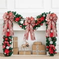 thumbnail image 4 of Christmas Double Layer Linen Bow Christmas Bowknot for  Tree Decorations Maple Leaf Striped Snowflake Khaki Bow Decor, 4 of 6