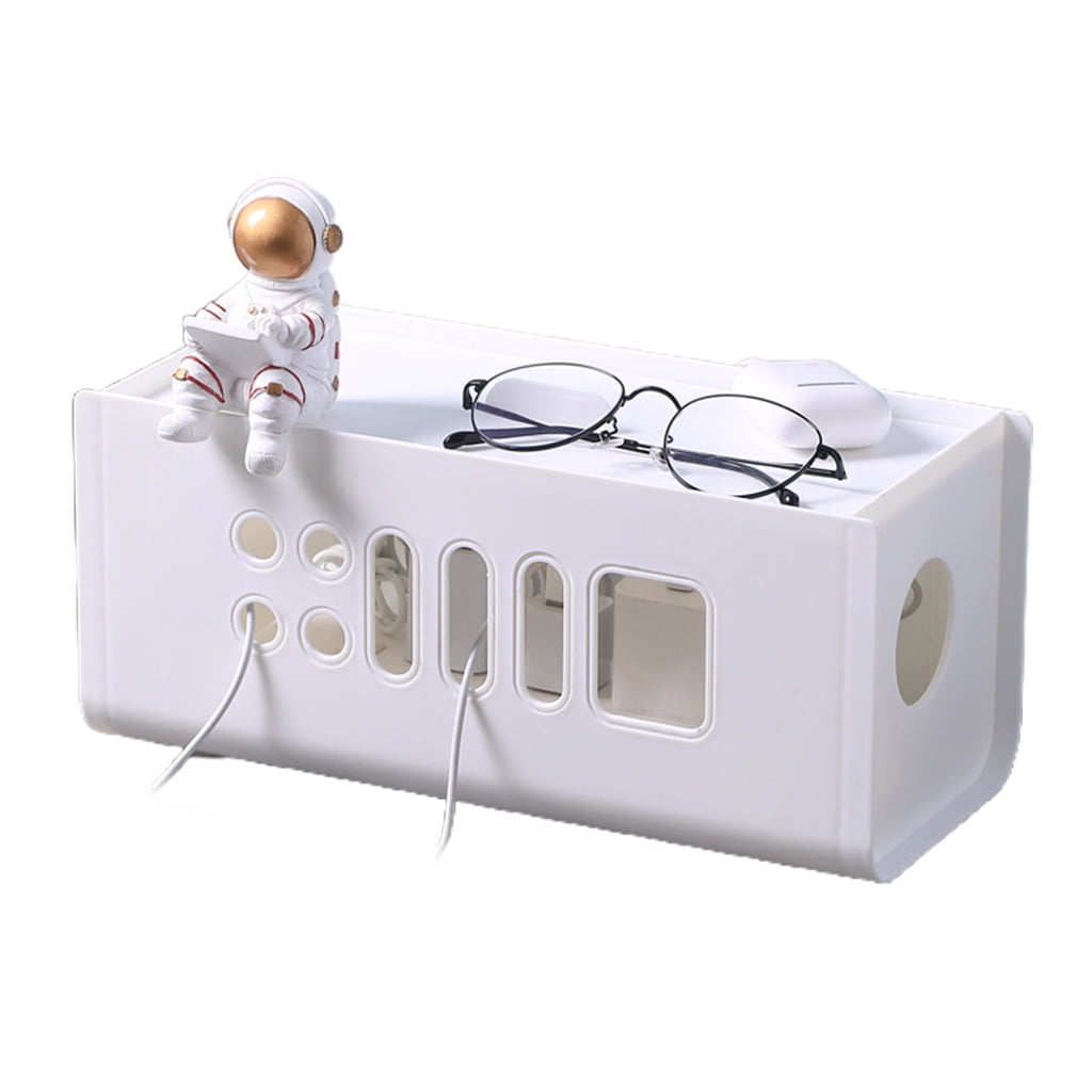 QUSENLON Cable Management Storage Box with Lid Hollow Plastic Power