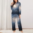 thumbnail image 2 of Honeii The Galaxy print Women's Pajama Sets Long Sleeve Button Down Sleepwear Nightwear Soft Pjs Lounge Sets-Medium, 2 of 7