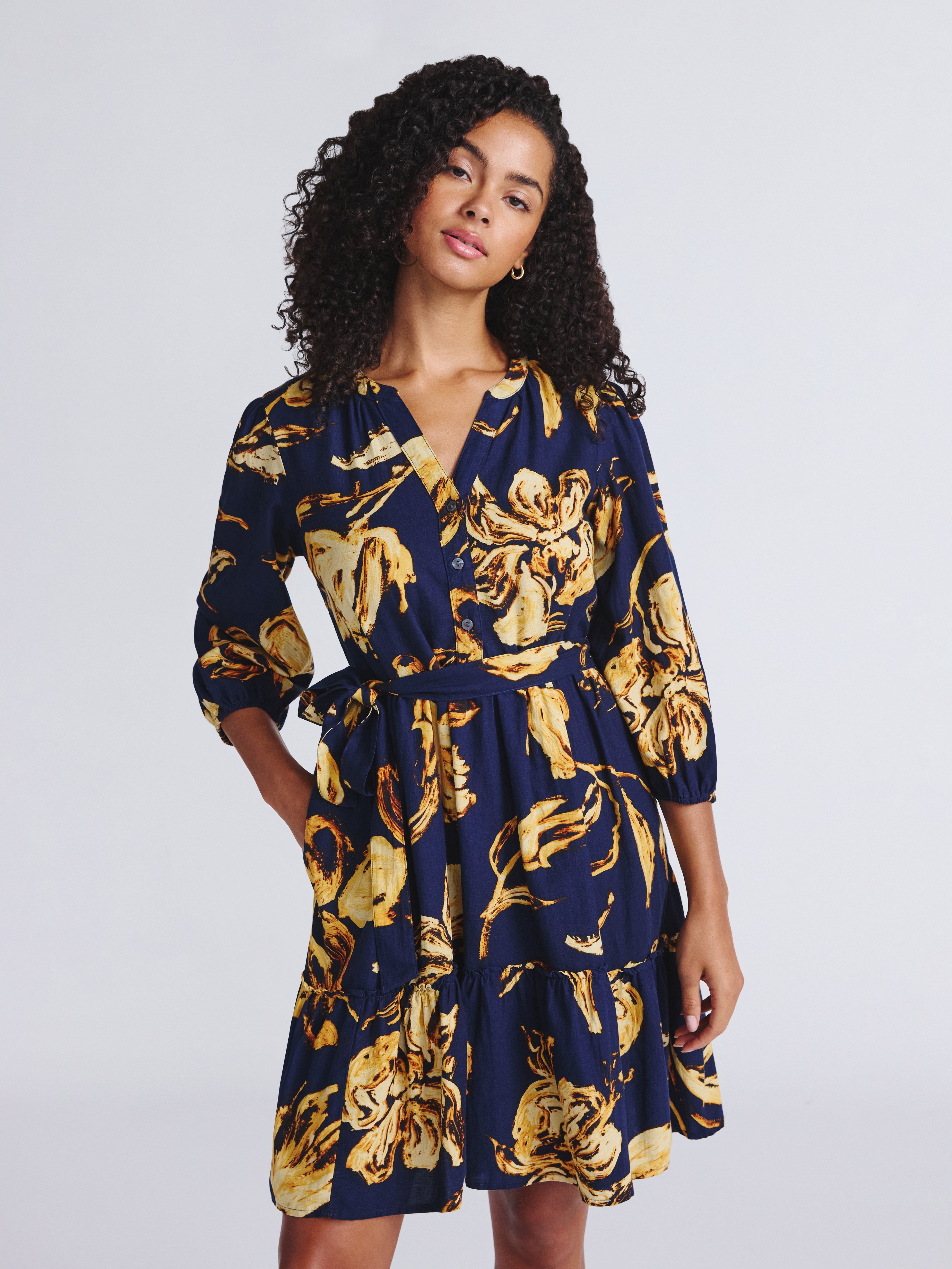 Time and Tru Women's Poplin Shirt Dress with Long Sleeves, Sizes XS-XXXL