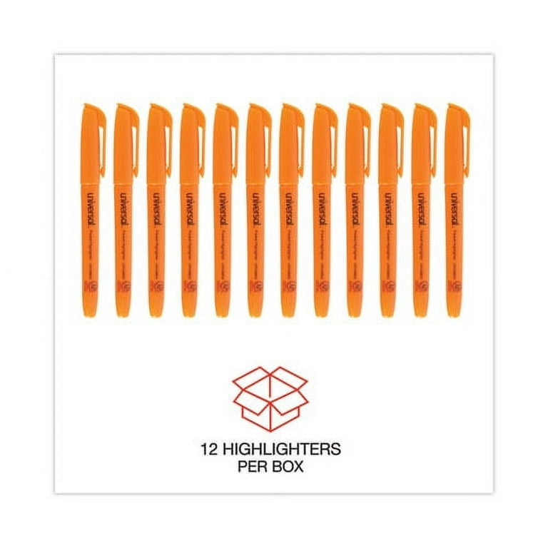 Pocket Highlighters, Fluorescent Orange Ink, Chisel Tip, Orange Barrel, Dozen Pocket Highlighters, Fluorescent Orange Ink, Chisel Tip, Orange Barrel, Dozen