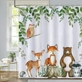thumbnail image 2 of Woodland Animals Shower Curtain for Kids Forest Animal Green Leaves Decorative Bath Curtain 72 x 72 Inch Polyester Fabric Waterproof Bathroom Curtain with 12 Hooks, 2 of 6