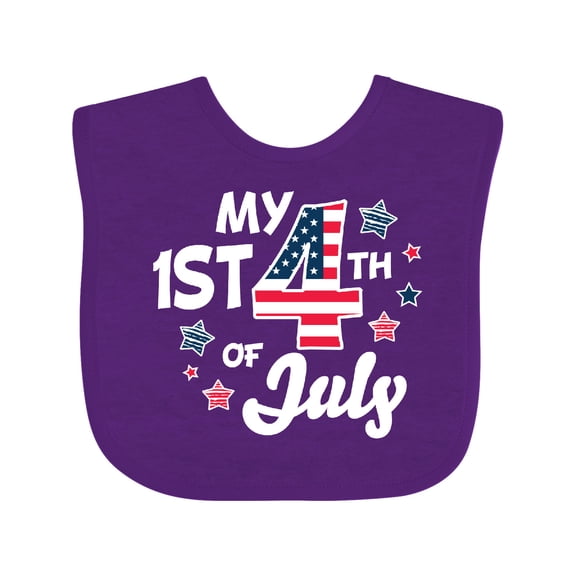 Inktastic My 1st 4th of July with Striped Stars Boys or Girls Baby Bib