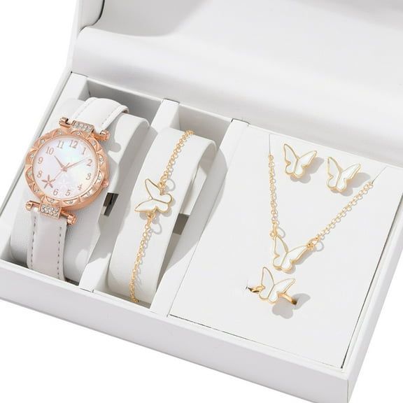 Ciwanning Women Watch and Coordinating Jewelry Collection Pendant Necklace Bracelet Rings Earrings Fashionable Women Jewelry Set