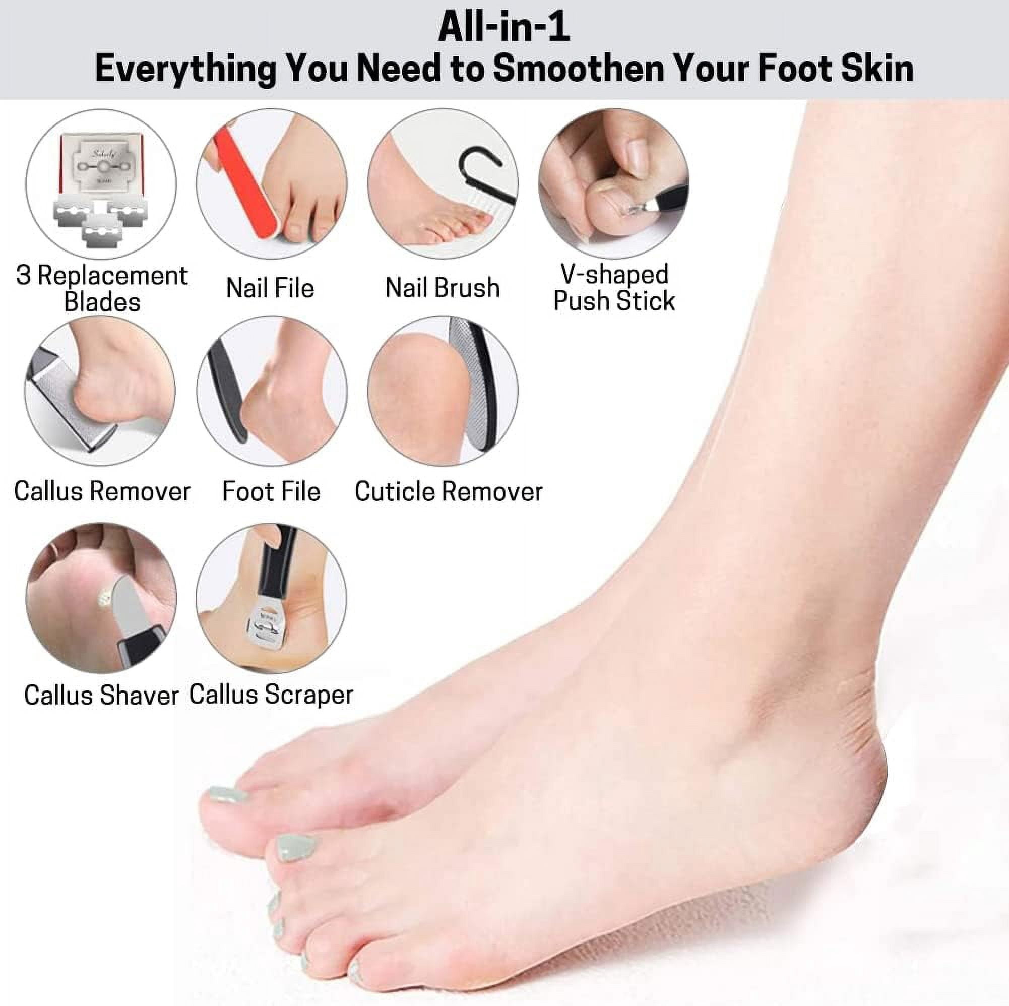 Electric Foot Callus Remover 14 in 1 Rechargeable Foot File Pedicure Kit Foot Care Tool with 3 Rollers LED Battery Display, Foot Cleaner Set for Cracked Heel Calluses