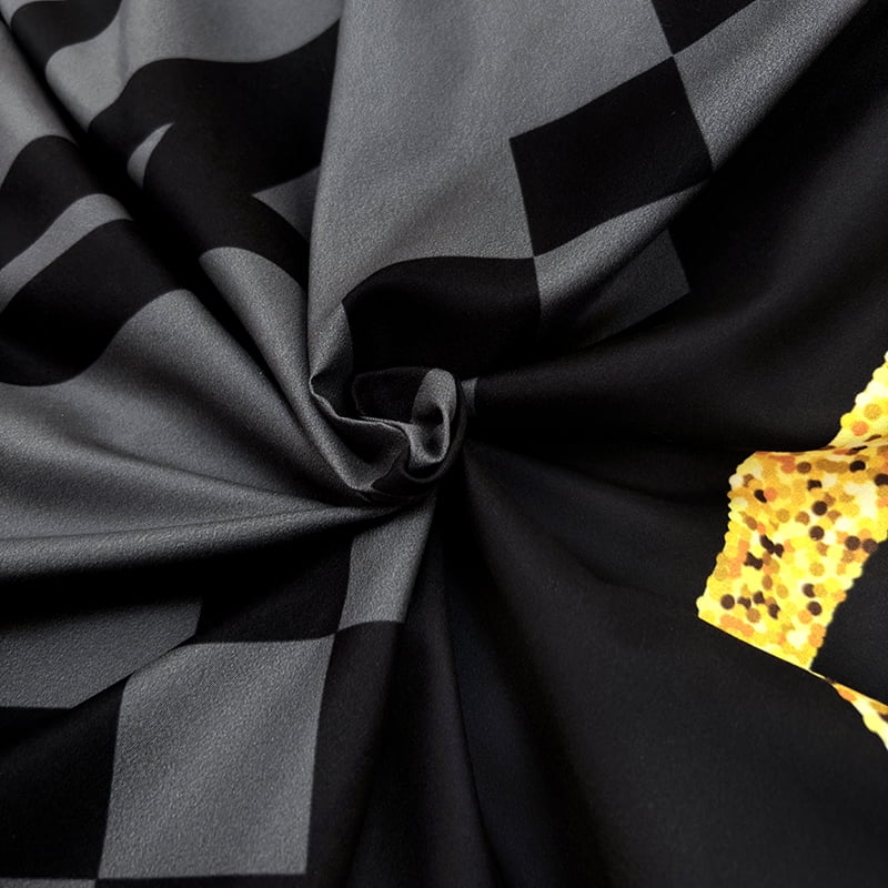 3PCS Duvet cover Set The soft (1 Duvet cover + 2 Pillowcases without Pillow covers), Features high-definition digital printing of crown and letter patterns in a stylish black and gray color scheme.