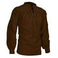 thumbnail image 2 of SONXAHE Men's Lace Up Shirt Loose Medieval Daily Blouse, 2 of 4