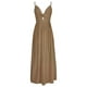 thumbnail image 5 of Vestido largo CUPSHE para mujer, sin mangas, cuello en V, cuello en V, corte de verano, tirantes finos, formales, vacaciones, color café, L, 5 of 7