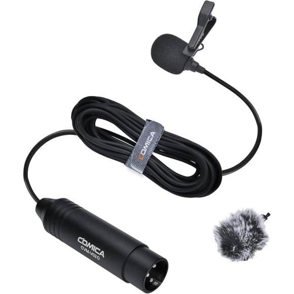 COMICA XLR Lavalier Condenser Microphone,CVM-V02O Omnidirectional Lapel Lavalier Microphone,Clip on Mic Interview Kit fo