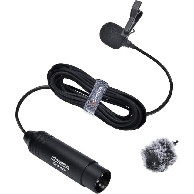 COMICA XLR Lavalier Condenser Microphone,CVM-V02O Omnidirectional Lapel Lavalier Microphone,Clip on Mic Interview Kit fo