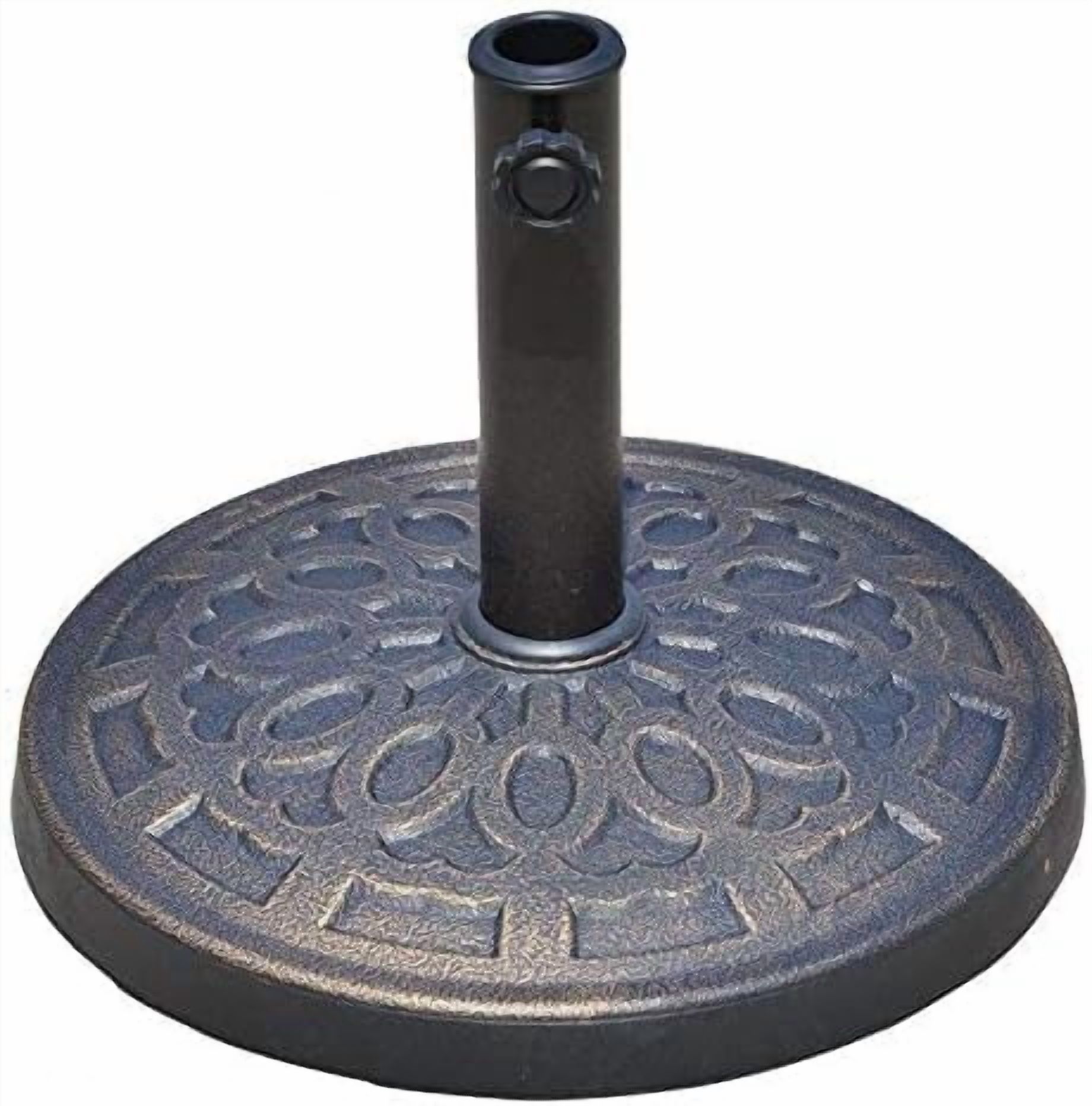Neatifyes 26lbs Heavy Duty Umbrella Base, 17" Umbrella Stand Outdoor Base with Decorative Pattern, for Patio, Outdoor, Swimming Pool, Bronze