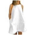 thumbnail image 2 of Wedding Guest Dresses for Women,Clearance Women's Summer Solid Color Style Fresh Solid Color Embroidered Lace Tank Top Round Neck Dress, 2 of 5