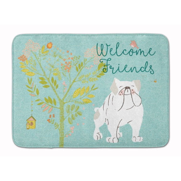 Carolines Treasures BB7603RUG Welcome Friends English Bulldog White Machine Washable Memory Foam Mat 19 X 27" multicolor