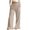 *Khaki, variant on Women's Cotton Linen Ruffle Hem Pants , Smocked Drawstring Trousers For Women , Ladies' Boho Wide Leg Trousers with Pockets, Black , S-2XL