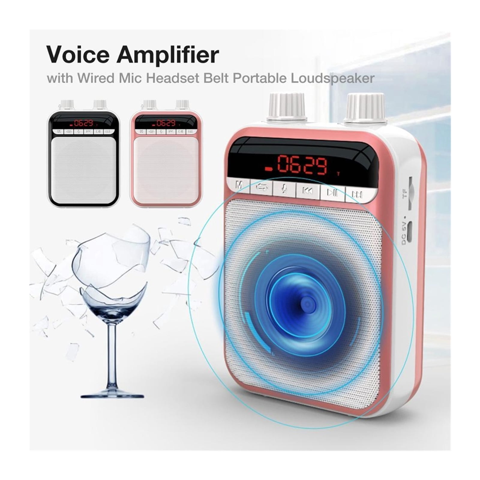 Megaphone Voice Amplifier Radio With Wired Mic Headset Belt Loudspeaker Amplificador De Voz Blue-tooth Audio Speakers ,Easy to Operate
