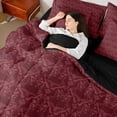 thumbnail image 4 of Feelyou Adult Boho Damask Twin Bedding Sets 7pcs, Maroon Butterfly Moth Comforter Set, 4 of 8