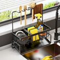 thumbnail image 1 of SUTENGDA Stainless Steel Sink Caddy  Sponge Drain Rack with Dishcloth Holder  Kitchen Countertop Organizer for Sponge  Dish Soap  Dishcloth  Brushes  and Rags, 1 of 7