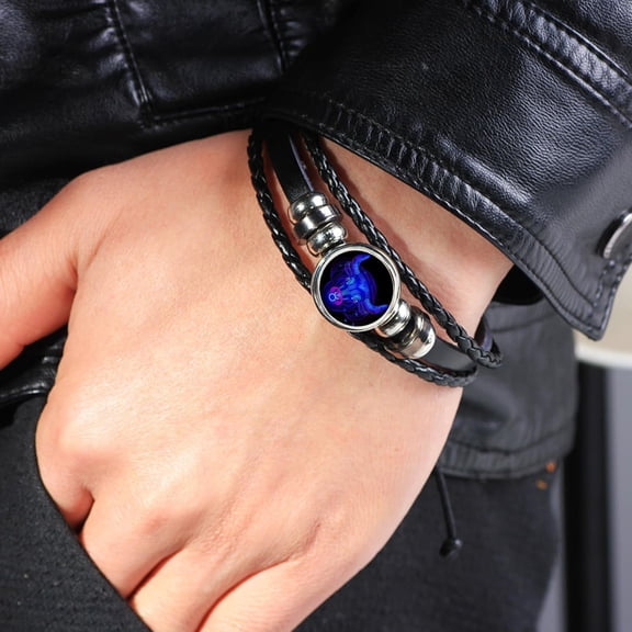 Zodiac Bracelet for Women & Men, 12 Constellation Sign – Adjustable Leather Wrap Bracelet for Daily Wear and Personal Expression