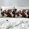 thumbnail image 5 of Erosebridal Cow Print Sheet Set, Brown White Cowhide Bed Sheets Queen Teens Adult Room Decoration, Farmhouse Animal Hair Fitted Sheet+ Western Cowboy Flat Sheet+2 Cowhide Rustic Pillow Cases, 5 of 5