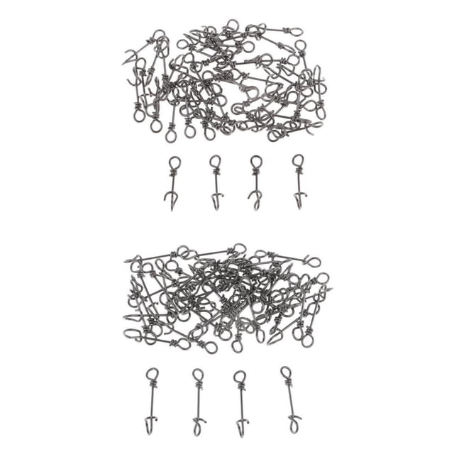 100x Negro Portátil de material acero Inoxidable De Resistencia quickly lock Fishing Snaps Clips Giratorios