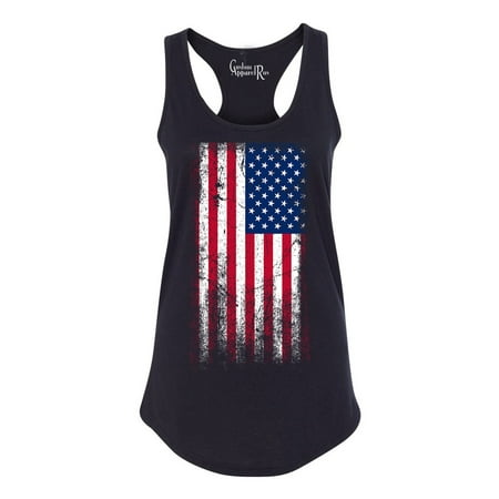 - American Flag Red White Blue USA Womens Racerback Tank Top