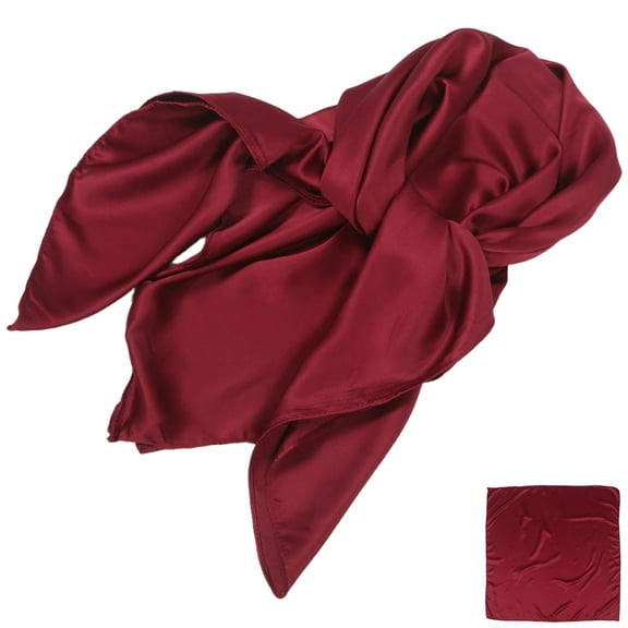 PENIKOKO Dark Red Satin Square Scarf for Women, 1 Piece Delicate Triangle Neck Scarf for Daily Wear and Fashion