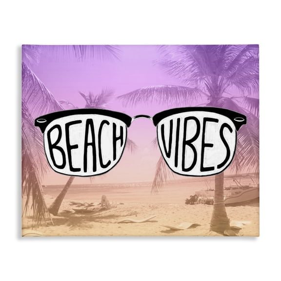 Stupell Industries Tropical Beach Vibes Typography Painting Gallery Wrapped Canvas Art Print Wall Art, 20 x 16