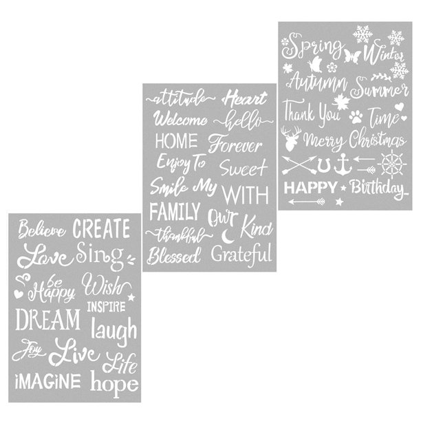 Toystoory 3 unids/set surtido de plantillas de pintura de palabras, plantilla de letras del alfabeto portátil, Kit surtido, manualidades DIY, suministros Decoración del hogar Toystoory BFH000046-01