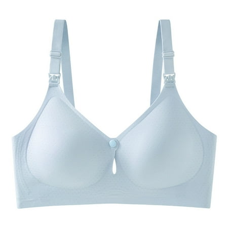 Bcresic on Sale Women Nursing Bras Maternity Bra for Breastfeeding Pregnancy Wireless Bralette Snap Closure Bandeau Revolution Straps Underwear for Mother Clearance Light Blue XX-Large