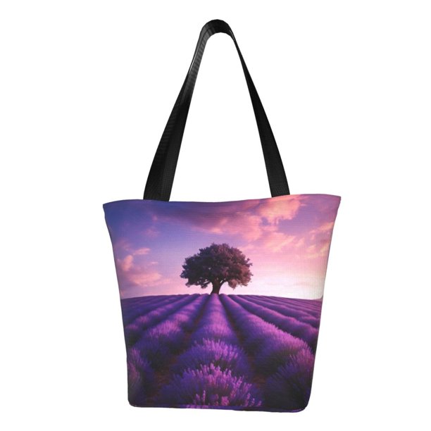 Disketp Lavender Field Sunset Bolsa de Hombro Casual para Mujer, Bolso Cruzado para Compras, Viajes y Uso Diario