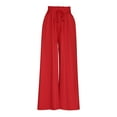 thumbnail image 4 of Pants for Women Womens Drawstring Elastic Waist Pants Casual Solid Pleated Loose Wide Leg Palazzo Trousers Ladies Fall Lightweight Pocket Long Pants, 4 of 5