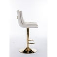 thumbnail image 6 of Set of 2 Blue Velvet Bar Stools - Swivel Height Adjustable with Chrome Footrest & Golden Legs, 6 of 9