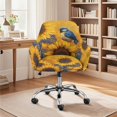 thumbnail image 2 of Whosucclay Blue Robin Bird Sunflower Print Curved Back Chair Covers with Arms Washable Swivel Armrest Accent Chair Covers Non-Slip Soft Dining Chair Slipcovers for Dining Room, Bar, Party, 2 of 7