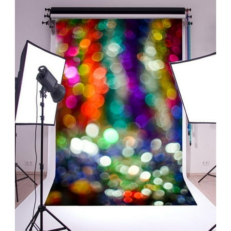 GreenDecor Polyster 5x7ft Photography Backdrop Abstract Color Bokeh Texture Blur Light Sparkle Dots Fantastic Rainbow Decorate Scene Photo Background Children Baby Adults Portraits