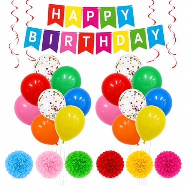 Kabuer Birthday Banner with Rainbow Decorations, Complete Party Supplies for a Colorful Birthday Bash