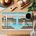 thumbnail image 2 of Anchor Placemats Set of 6 Blue Green Brown Vintage Wood Grain Nautical Place Mats Indoor Wipeable Table Mats Washable Cloth Dining Table Placemats for Kitchen Holiday Party Home Decor 13x19 Inch, 2 of 9