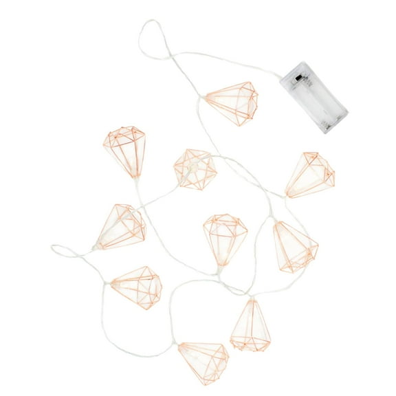 Elegani Rose Gold Diamond String Lights – 10 Warm White LED Lights, 4.5ft Lighted Length