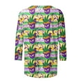 thumbnail image 5 of SOOMLON Mardi Gras Tops for Women Tuesday Tshirts Carnival Themed Party 3/4 Sleeve Tops Fancy Mask Graphic Shirts Tunic Crewneck Outfits New Orleans Holiday Blouses 2025 Multicolor XL, 5 of 5