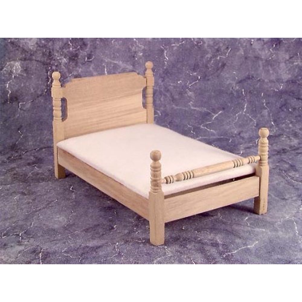 Dollhouse Unfinished 112 Scale Bedroom Furniture Natural Wood Double