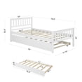 thumbnail image 6 of Twin Size Platform Bed with Trundle and Headboard Farmhouse Wood Bed Frame Ample Under-Bed Storage 250lbs Load Capacity Bed Frame No Noise 79.5x42x33.5inch white, 6 of 9